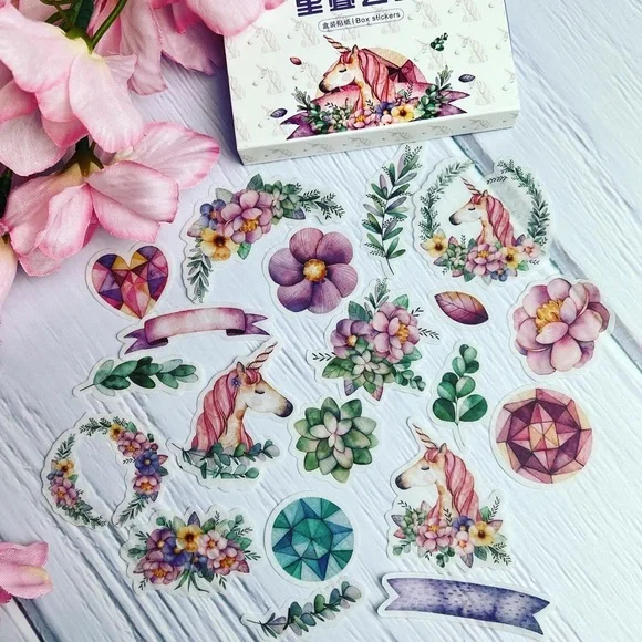 Dreamy Fairytale, Pastel Unicorns Adorned With Flowers, 40 Stickers, 1 Repeat - Picture 3 of 13